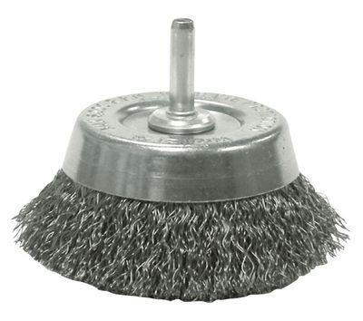 AN14302 - 2-3/4&quot; Stem-Mounted Crimped Wire Cup Brush, .0118&quot; Steel Fill