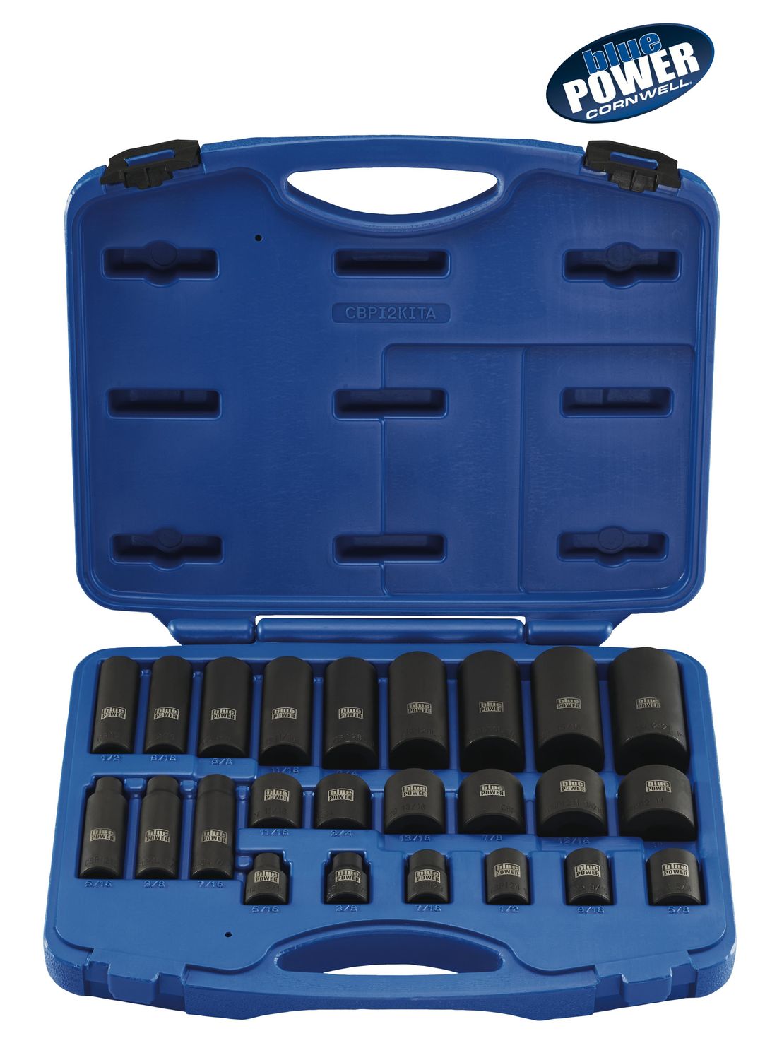 CBPI2KITA - 24 Piece 3/8&quot; Drive Cornwell® bluePOWER® SAE Power Socket Set, 6 Point
