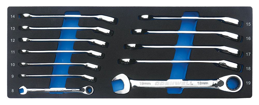 CRW12MSRB - 12 Piece 120-Tooth Metric Offset Reversible Ratcheting Combination Wrench Set