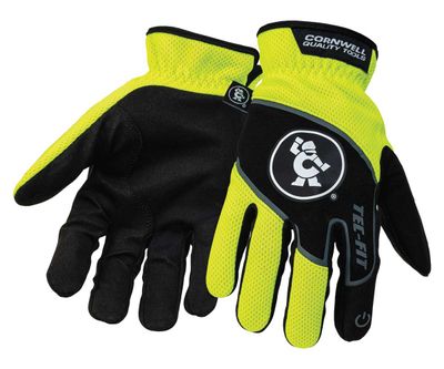 ASCTFHVM - Hi-Vis Chartreuse Tec-Fit Slip-On Mechanic&#39;s Glove, M