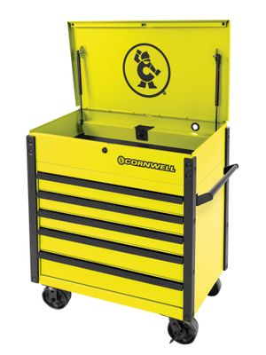 CTSSCF395KLY - 39&quot; 5-Drawer USA Flip Top Service Cart, Lightning Yellow