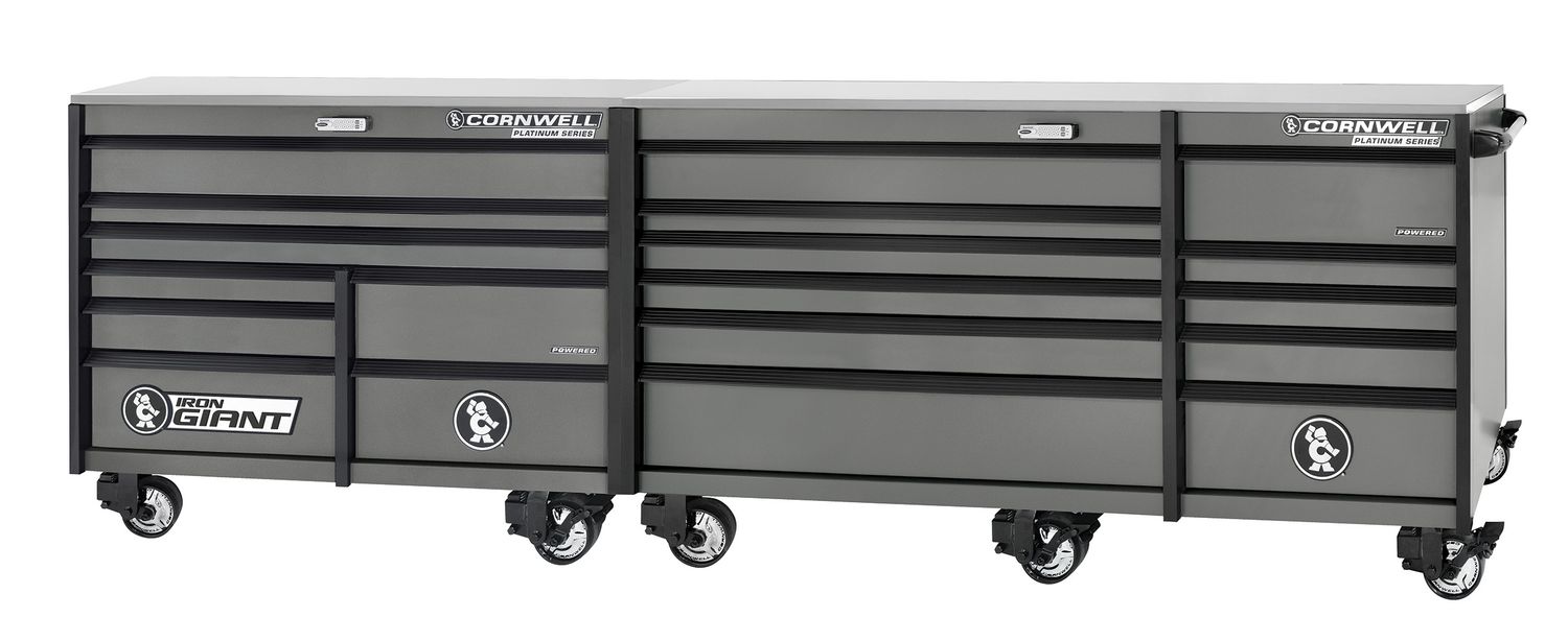 XPCTSPPR14019KST - PLATINUM PLUS™ 140&quot; 19-Drawer Iron Giant Roller Cabinet, Storm