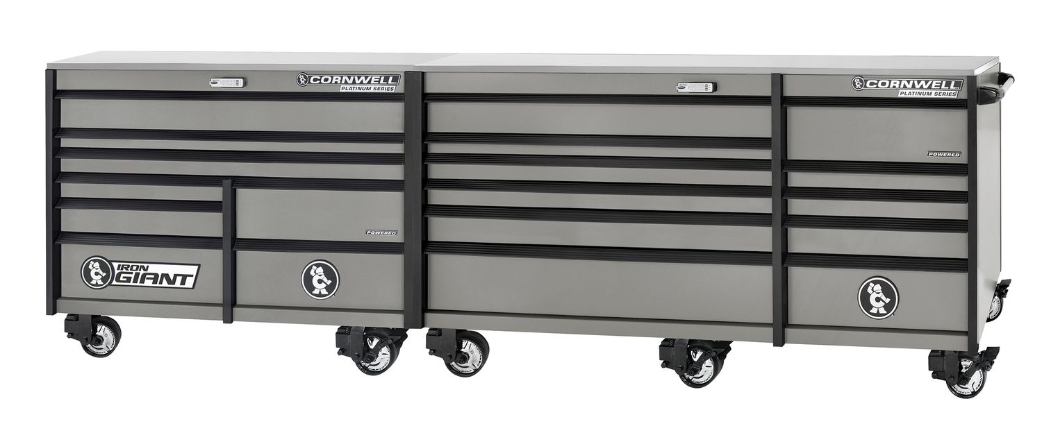 XPCTSPPR14019KSM - PLATINUM PLUS™ 140&quot; 19-Drawer Iron Giant Roller Cabinet, Smoke