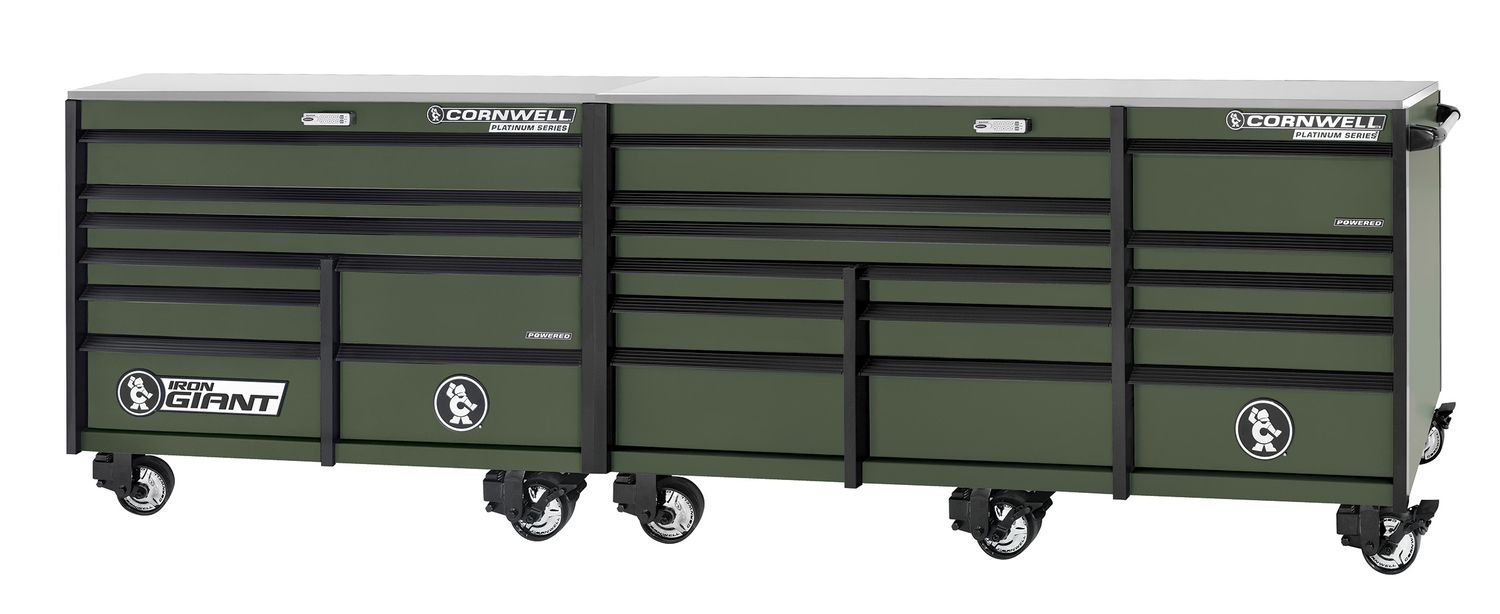 XPCTSPPR14022KVG - PLATINUM PLUS™ 140&quot; 22-Drawer Iron Giant Roller Cabinet, Valor Green