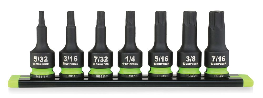 GEIHBS7S - 7 Piece 3/8&quot; Drive Short SAE Impact RPT Hex Driver Set