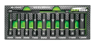 GEXAM9DS - 9 Piece 1/4&quot; Drive Metric RPT Socket Extractor Set (Deep Length)