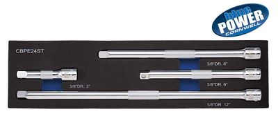CBPE24ST - 4 Piece 3/8” Drive Cornwell® bluePOWER® Extension Set