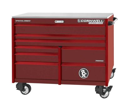 CTSPPR568RRA - PLATINUM PLUS™ 56&quot; 8-Drawer Double Bank Roller Cabinet, Radium/Red Trim