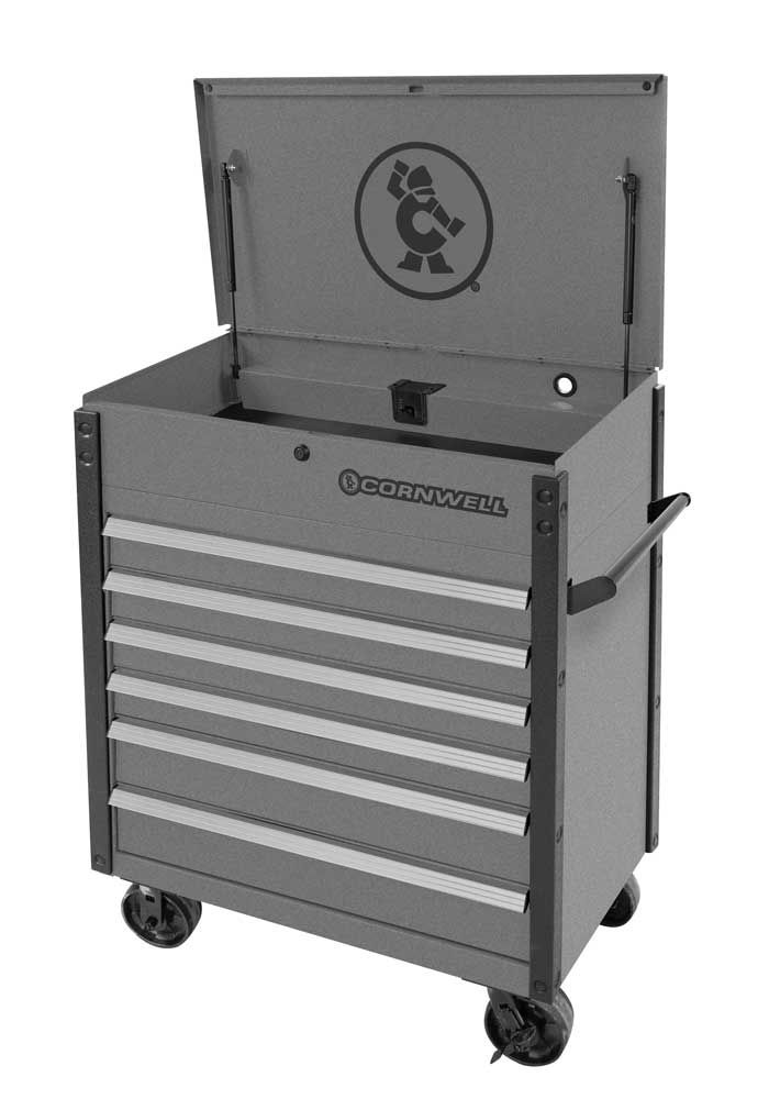 CTSSCF396CCD - 39&quot; 6-Drawer USA Flip Top Service Cart, Carbide/Chrome Trim