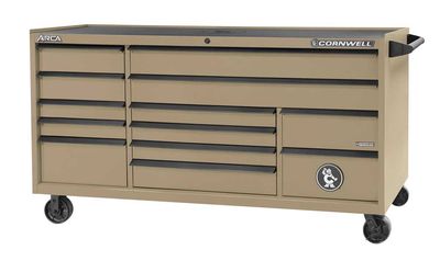 CTSASR7913KSS - 79&quot; 13-Drawer Arca TB Roller Cabinet, Sandstorm/Black Trim