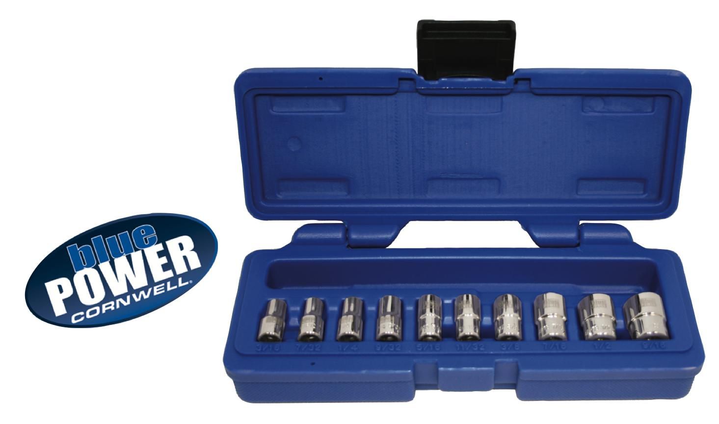 CBP1 - 10 Piece 1/4&quot; Drive Cornwell® bluePOWER® SAE Socket Set, 6 Point