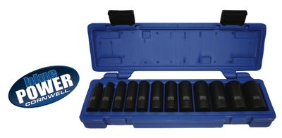 CBPI2L - 12 Piece 3/8&quot; Drive Cornwell® bluePOWER® SAE Deep Power Socket Set, 6 Point
