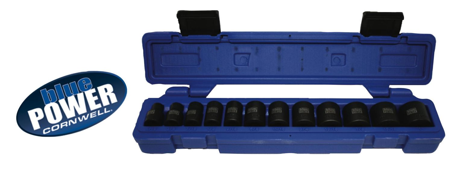 CBPI2 - 12 Piece 3/8&quot; Drive Cornwell® bluePOWER® SAE Power Socket Set, 6 Point