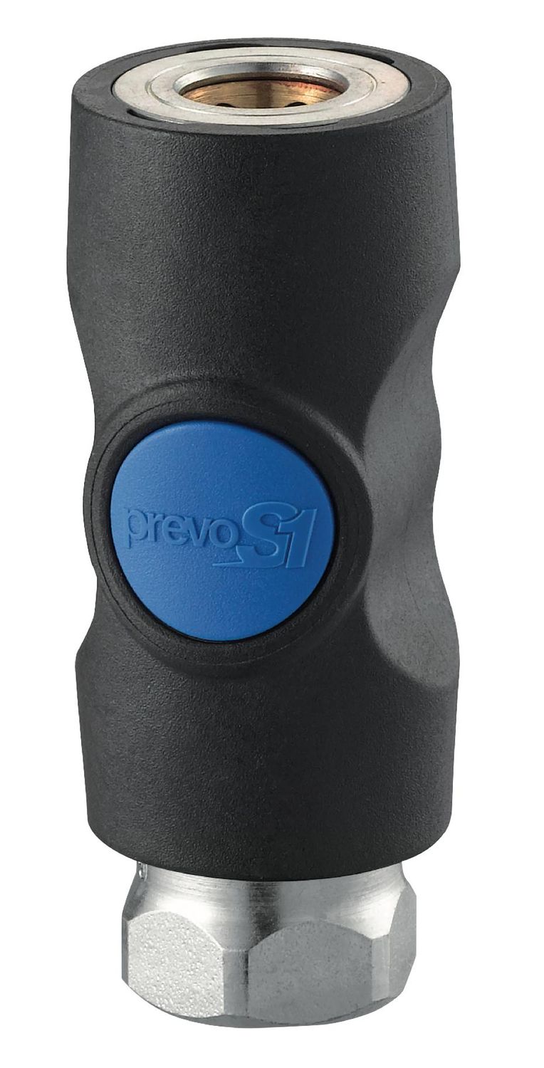COISI061201CP - Blue Button Safety Pneumatic Coupler 1/4” Female