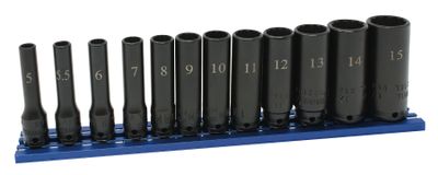 STI0112LMSP - 12 Piece 1/4” Drive Metric Deep Power Socket Set, 12 Point