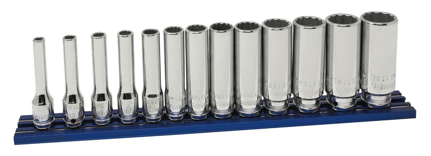 STM0113LSP - 13 Piece 1/4” Drive Metric Deep Socket Set, 12 Point