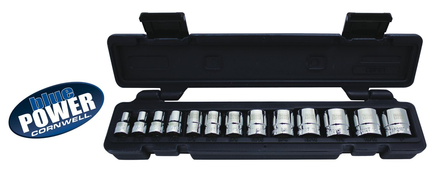 CBP2T - 13 Piece 3/8” Drive Cornwell® bluePOWER® SAE Socket Set, 12 Point