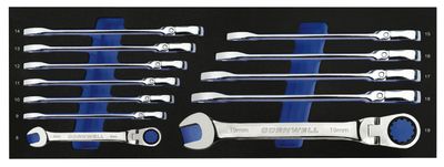 CRW12MSFB - 12 Piece 120-Tooth Metric Flex Ratcheting Combination Wrench Set
