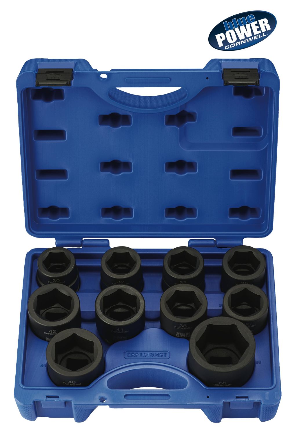 CBPI610MST - 10 Piece 1&quot; Drive Cornwell® bluePOWER® Metric Power Socket Set, 6 Point