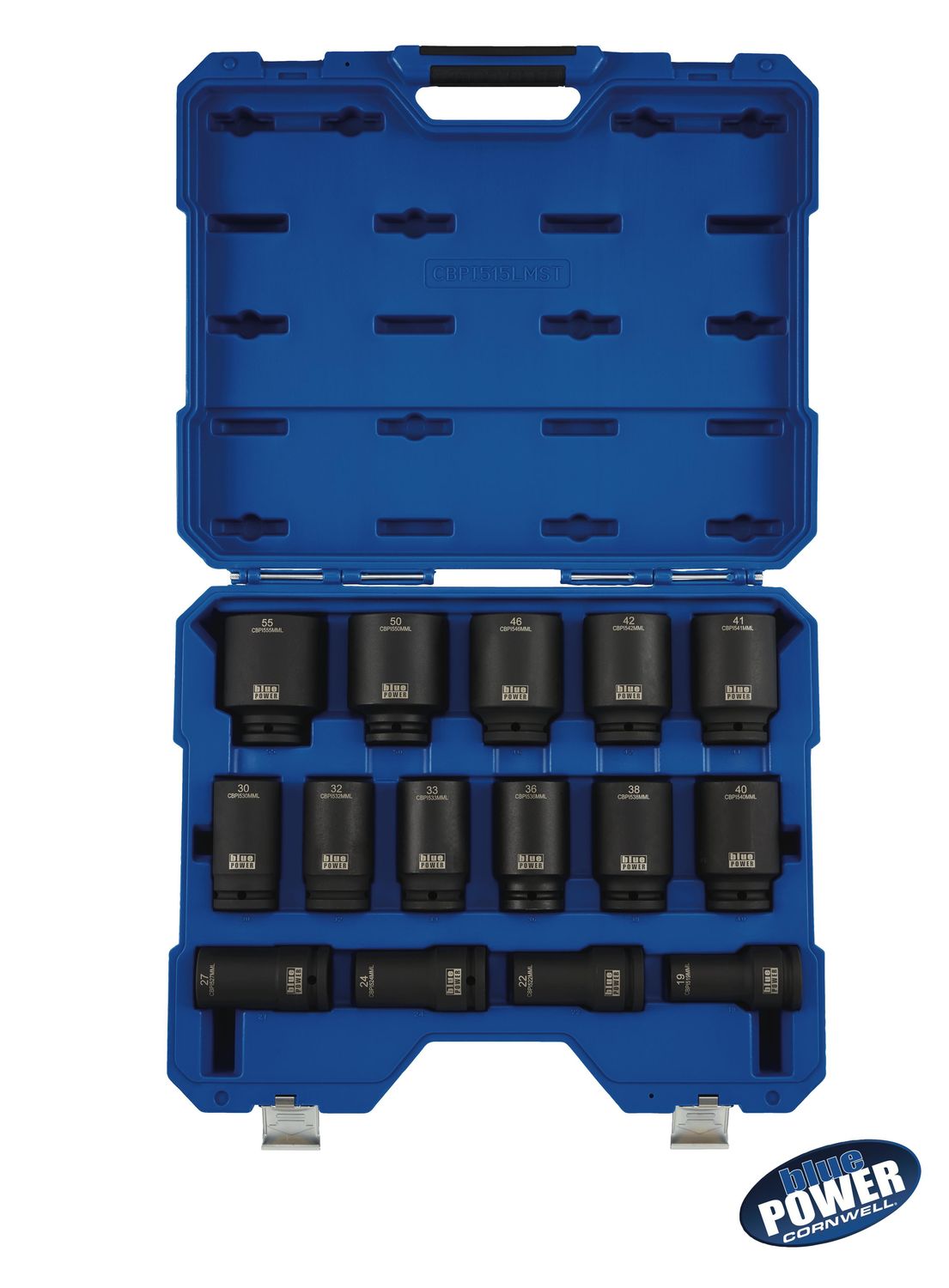 CBPI515LMST - 15 Piece 3/4&#39;&#39; Drive Cornwell® bluePOWER® Metric Deep Power Socket Set, 6 Point
