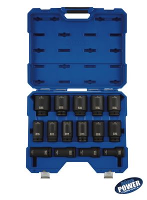 CBPI515LMST - 15 Piece 3/4'' Drive Cornwell® bluePOWER® Metric Deep Power Socket Set, 6 Point