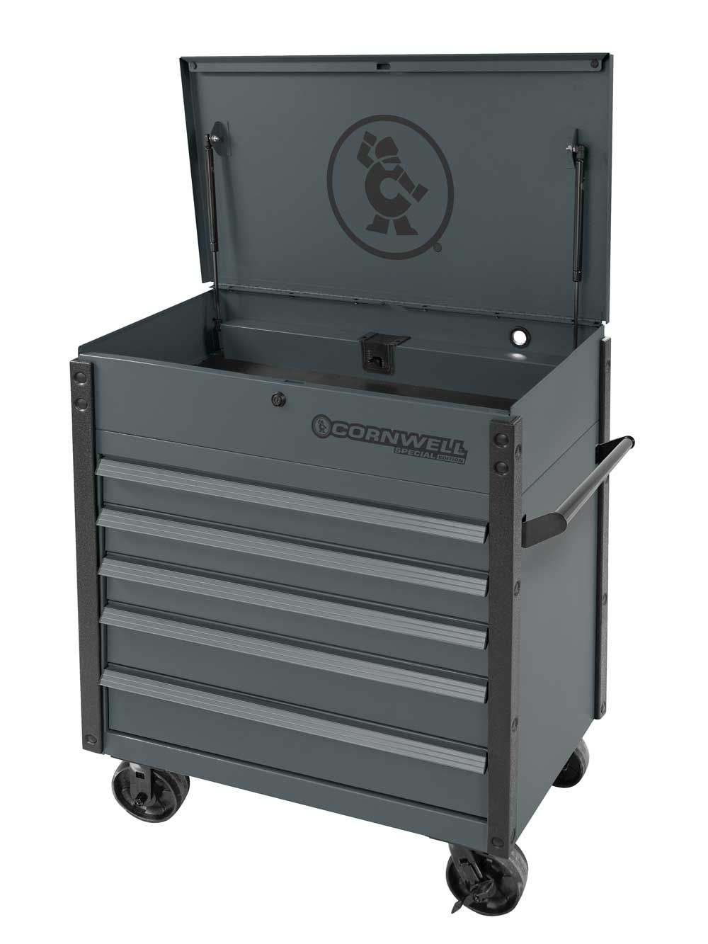 CTSSCF395LF - 39&quot; 5-Drawer USA Flip Top Service Cart, Graphite/Gunmetal