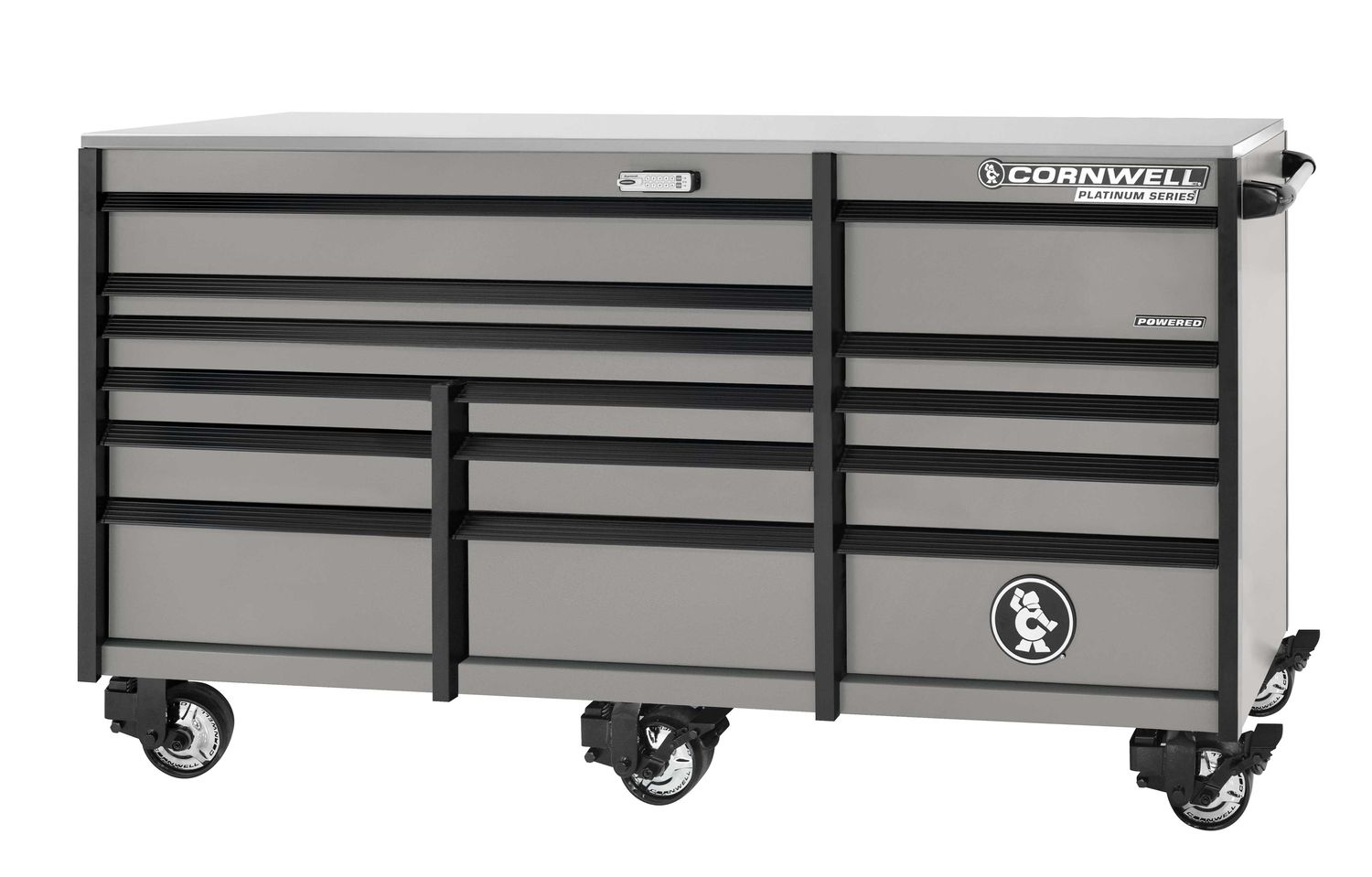 CTSPPR8414KSM - (BTO) PLATINUM PLUS™ 84” 14-Drawer Triple Bank Cabinet, Smoke/Black Trim