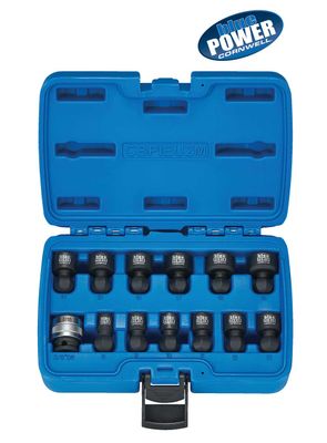 CBPIEU2M - 13 Piece 3/8&quot; Drive Cornwell® bluePOWER® Exchangeable Universal Power (Pin-less) Metric Socket Set, 6 Point