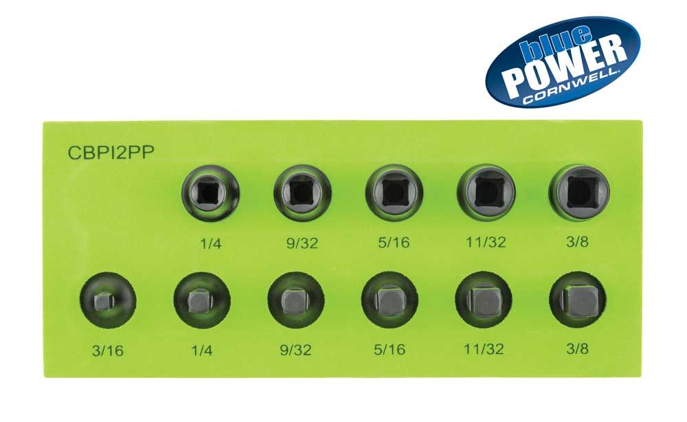 CBPI2PP - 11 Piece 3/8&quot; Drive Cornwell® bluePOWER® Pipe Plug Power Socket Set