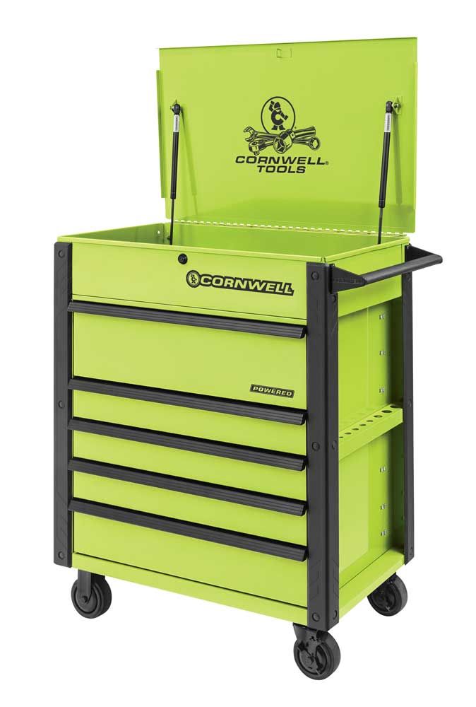CTBFP355KTG - 5-Drawer Flip Top Cart w/ Power Drawer, Lime