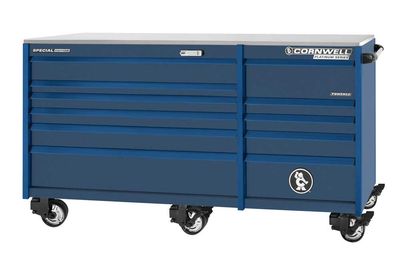 CTSPPR8411BCT - PLATINUM PLUS™ 84&quot; 11-Drawer Double Bank Roller Cabinet, Cobalt/Blue Trim