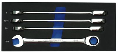 CRW4SB - 4 Piece 120-Tooth SAE Ratcheting Combination Wrench Set