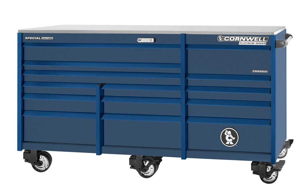 CTSPPR8414BCT - PLATINUM PLUS™ 84" 14-Drawer Triple Bank Roller Cabinet, Cobalt/Blue Trim