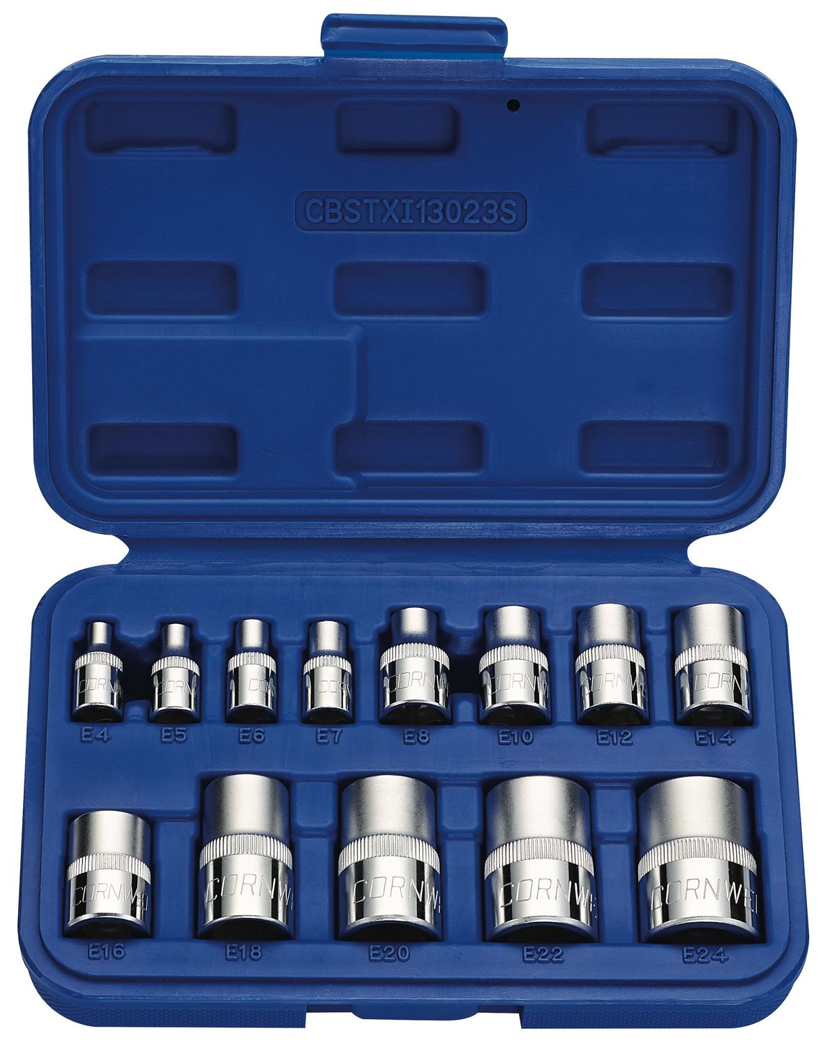 CBSTXI13023S - 13 Piece 1/4”, 3/8” &amp; 1/2” Drive Inverted Star Bit Socket Set