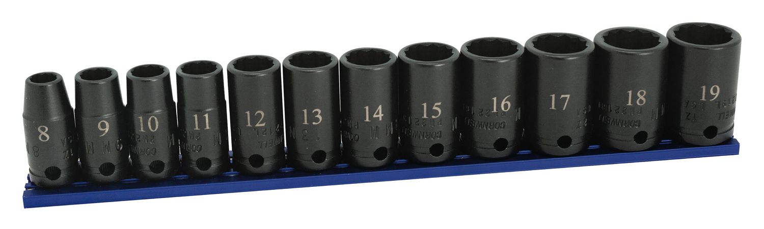 STI2112LMSP - 12 Piece 3/8" Drive Metric Deep Power Socket Set, 12 Point