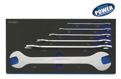 BPTW6ST - 6 Piece Cornwell® bluePOWER® SAE Thin Open End Wrench Set