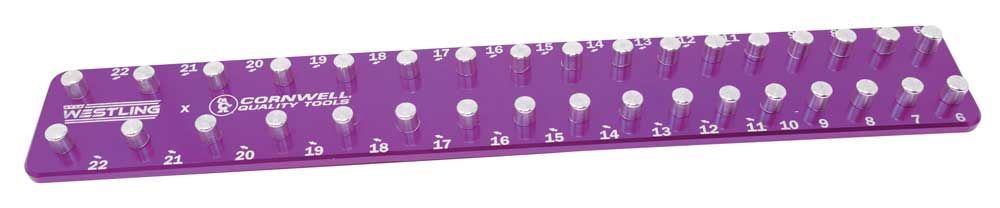 WST3834MPE - 3/8" Drive 2-Row Aluminum Metric Socket Tray, Purple