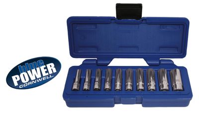 CBP1L - 10 Piece 1/4” Drive Cornwell® bluePOWER® SAE Deep Socket Set, 6 Point