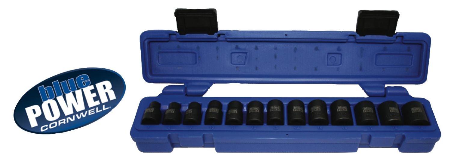 CBPI2M - 13 Piece 3/8" Drive Cornwell® bluePOWER® Metric Power Socket Set, 6 Point