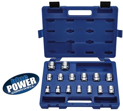 CBP3 - 15 Piece Cornwell® bluePOWER® 1/2” Drive SAE Socket Set, 6 Point