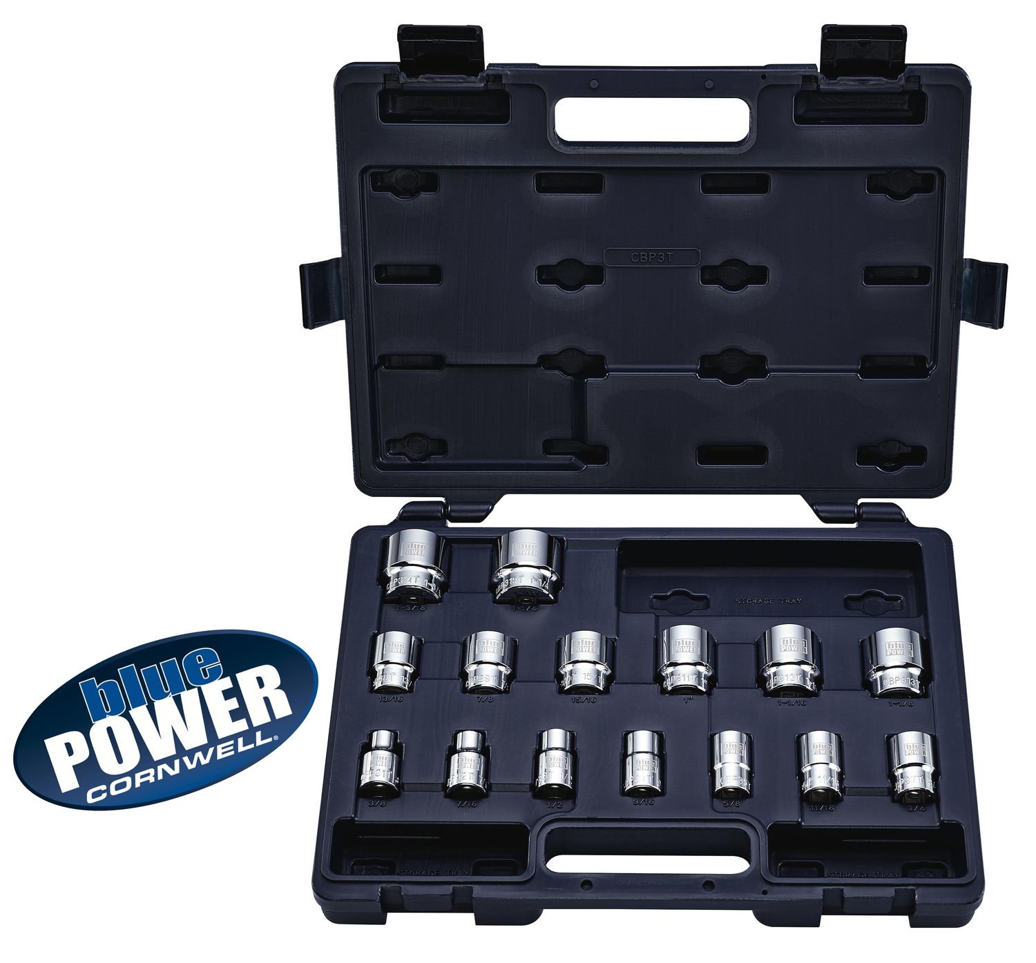CBP3T - 15 Piece 1/2” Drive Cornwell® bluePOWER® SAE Socket Set, 12 Point