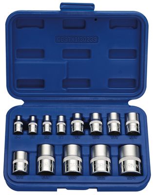 CBSTXI13023S - 13 Piece 1/4”, 3/8” &amp; 1/2” Drive Inverted Star Bit Socket Set
