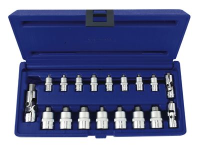 CBS1802SS - 18 Piece 1/4" &amp; 3/8" Drive Universal SAE &amp; Metric Stubby Hex Bit Socket Set