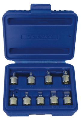 CBSSPS90S - 9 Piece 1/4" Drive Stubby Screwdriver Bit Socket Set