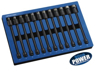 CBPEUP12MST - 12 Piece 3/8" Drive Cornwell® bluePOWER® Metric Power Universal Extension Set, 6 Point