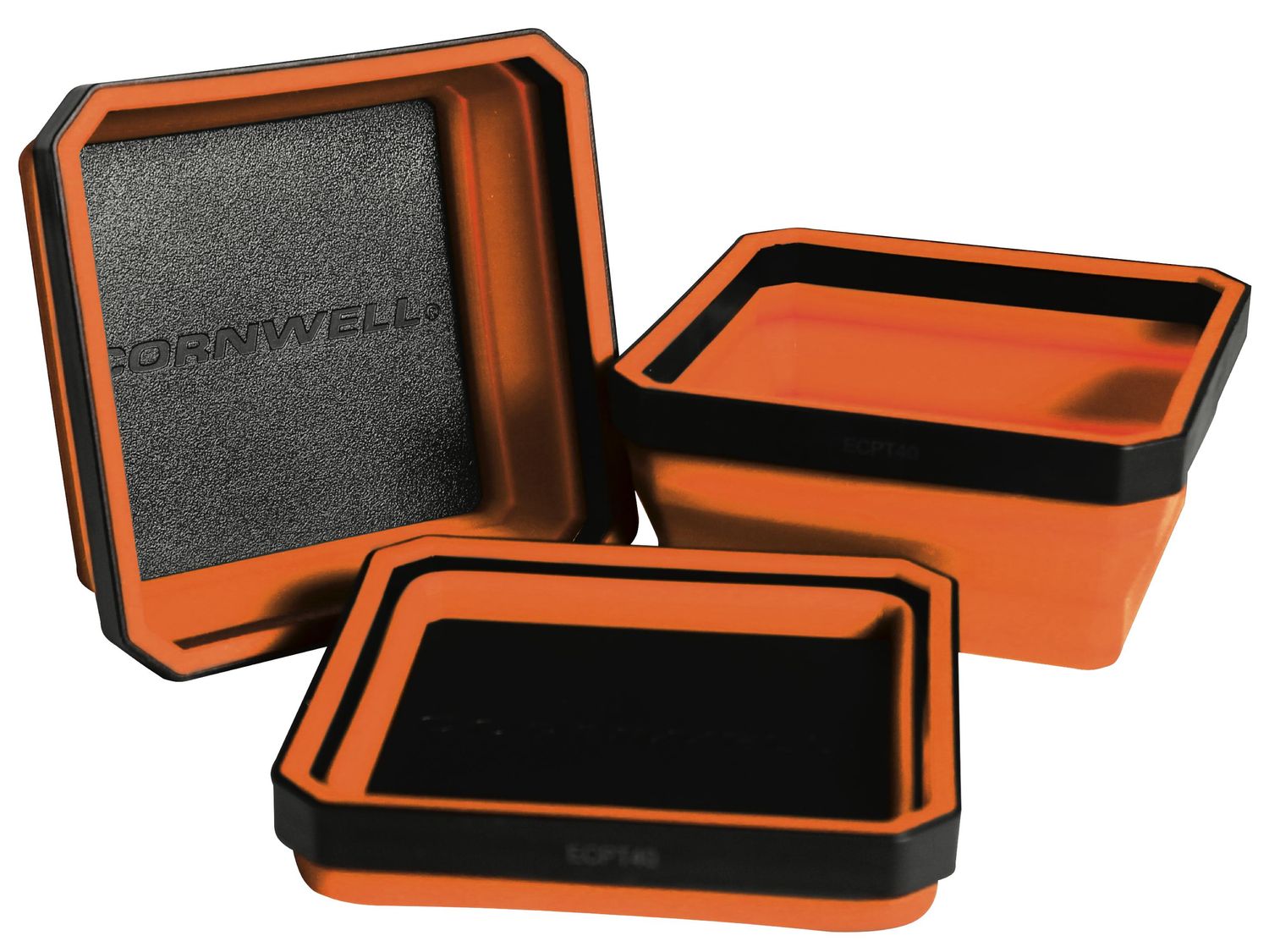 ECPT40RG - 3 Piece Expandable/Collapsible Magnetic Parts Tray, Orange