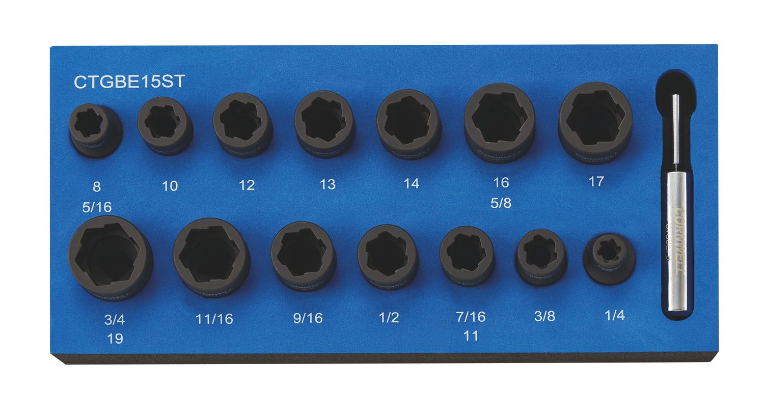 CTGBE15ST - 15 Piece 3/8" Drive Bolt Extractor Set