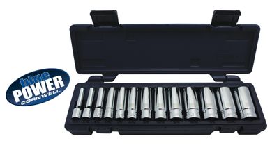 CBP2LT - 13 Piece 3/8” Drive Cornwell® bluePOWER® SAE Deep Socket Set, 12 Point