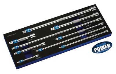 CBPE9LKAST - 9 Piece 1/4”, 3/8” &amp; 1/2” Drive Cornwell® bluePOWER® Locking Extension Set