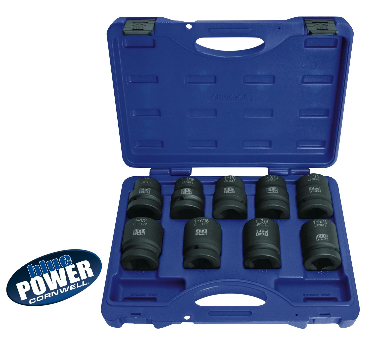 CBPI69ST - 9 Piece Cornwell® bluePOWER® 1" Drive SAE Power Socket Set